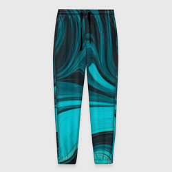 Брюки на резинке мужские Мраморный малахитовый узор из изумрудных разводов, цвет: 3D-принт