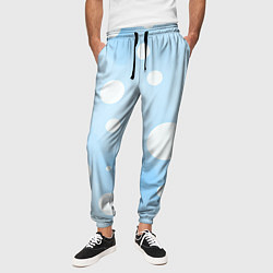 Брюки на резинке мужские Белые круги на голубом фоне, AI, цвет: 3D-принт — фото 2
