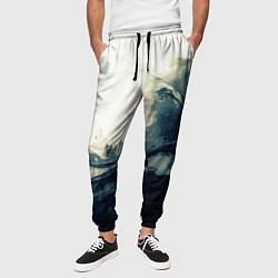 Брюки на резинке мужские Чёрно-синие абстрактные краски, цвет: 3D-принт — фото 2