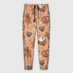 Брюки на резинке мужские Паттерн с новогодним печеньем, цвет: 3D-принт