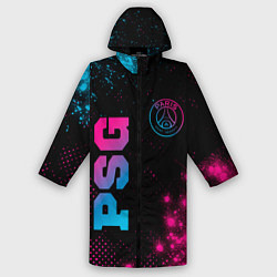 Дождевик мужской PSG - neon gradient: надпись, символ, цвет: 3D-принт