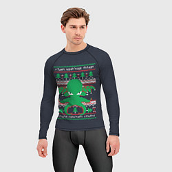 Рашгард мужской Новогодний свитер Ктулху, цвет: 3D-принт — фото 2