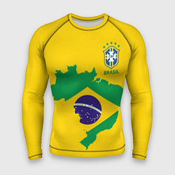 Рашгард мужской Сборная Бразилии: желтая, цвет: 3D-принт