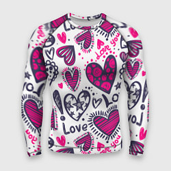 Рашгард мужской Love - pink hearts, цвет: 3D-принт