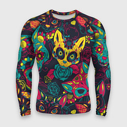 Мужской рашгард Мексиканский день мёртвых у кошек