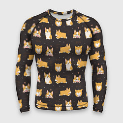 Мужской рашгард Вельш корги бемброк - забавные щенки паттерн