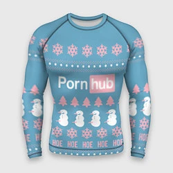 Рашгард мужской Pornhub - christmas sweater, цвет: 3D-принт