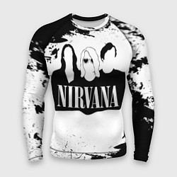 Рашгард мужской Нирвана Рок Группа Гранж ЧБ Nirvana, цвет: 3D-принт