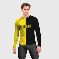 Рашгард мужской Россия черно желтое RUSSIA - BORUSSIA, цвет: 3D-принт — фото 2