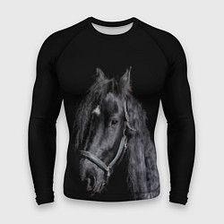 Рашгард мужской Лошадь на черном фоне, цвет: 3D-принт