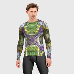 Рашгард мужской Коллекция Фрактальная мозаика Фиолетово-зеленый, цвет: 3D-принт — фото 2