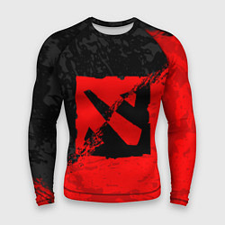 Мужской рашгард DOTA 2 RED BLACK LOGO, БРЫЗГИ КРАСОК