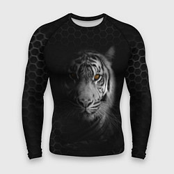 Рашгард мужской Тигр черно-белый соты, цвет: 3D-принт