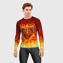 Рашгард мужской Огненный тигр в пламени, цвет: 3D-принт — фото 2