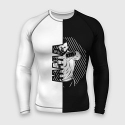 Рашгард мужской Боец ММА чёрно-белое, цвет: 3D-принт