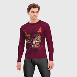 Рашгард мужской Кошечка в ярких красках, цвет: 3D-принт — фото 2