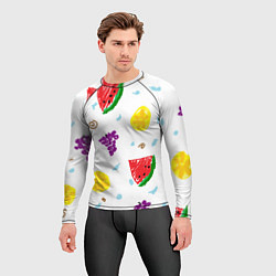 Рашгард мужской Пиксельные фрукты, цвет: 3D-принт — фото 2