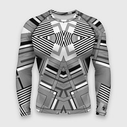 Рашгард мужской Черно белый современный геометрический узор Симмет, цвет: 3D-принт