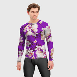 Рашгард мужской Цветы Фиолетовый Цветок, цвет: 3D-принт — фото 2