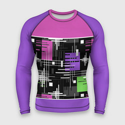 Рашгард мужской Розово-фиолетовый геометрические фигуры и полосы, цвет: 3D-принт