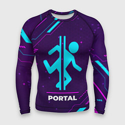 Рашгард мужской Символ Portal в неоновых цветах на темном фоне, цвет: 3D-принт