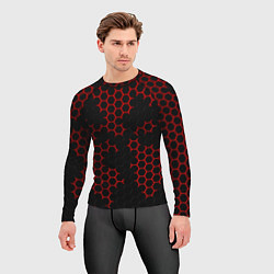 Рашгард мужской НАНОКОСТЮМ Black and Red Hexagon Гексагоны, цвет: 3D-принт — фото 2