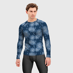 Рашгард мужской Темно-синий цветочный узор pattern, цвет: 3D-принт — фото 2