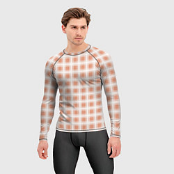 Рашгард мужской Light beige plaid fashionable checkered pattern, цвет: 3D-принт — фото 2