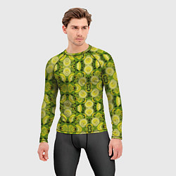 Рашгард мужской Зеленые узоры: волны абстракции, цвет: 3D-принт — фото 2
