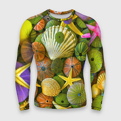 Рашгард мужской Композиция из морских звёзд и ракушек, цвет: 3D-принт