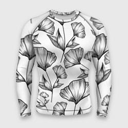 Рашгард мужской Графичные цветы на белом фоне, цвет: 3D-принт