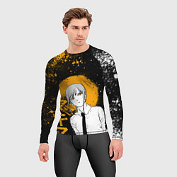 Рашгард мужской Макима - оранжевые брызги краски, цвет: 3D-принт — фото 2