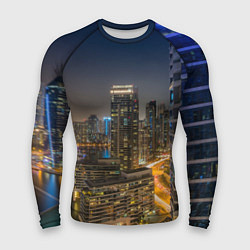Рашгард мужской Ночной красочный город, цвет: 3D-принт