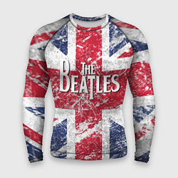 Рашгард мужской The Beatles - лого на фоне флага Великобритании, цвет: 3D-принт
