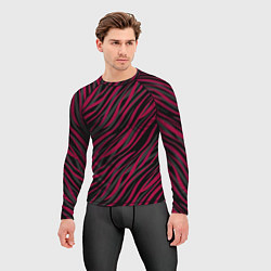 Рашгард мужской Модный полосатый красно- черный узор Зебра, цвет: 3D-принт — фото 2