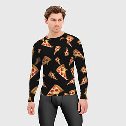 Рашгард мужской Куски пиццы на черном фоне, цвет: 3D-принт — фото 2