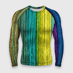 Рашгард мужской Разноцветные полосы материала, цвет: 3D-принт