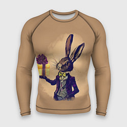 Рашгард мужской Кролик в костюме с подарком, цвет: 3D-принт