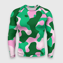 Рашгард мужской Абстрактные зелёно-розовые пятна, цвет: 3D-принт