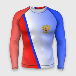 Рашгард мужской Россия полосы с гербом, цвет: 3D-принт