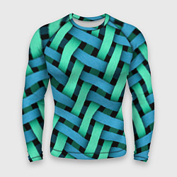 Рашгард мужской Сине-зелёная плетёнка - оптическая иллюзия, цвет: 3D-принт