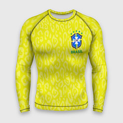 Рашгард мужской Форма сборной Бразилии ЧМ 2022, цвет: 3D-принт