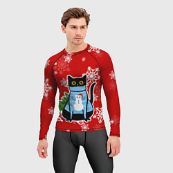 Рашгард мужской Котик в свитере с ёлочкой, цвет: 3D-принт — фото 2