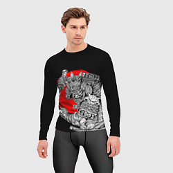 Рашгард мужской Самурай с мечом на черном фоне, цвет: 3D-принт — фото 2