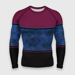 Рашгард мужской Бордовый, синий мраморный и черный полосы, цвет: 3D-принт