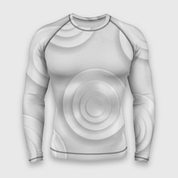 Рашгард мужской Серый фон и абстрактные белые объёмные окружности, цвет: 3D-принт