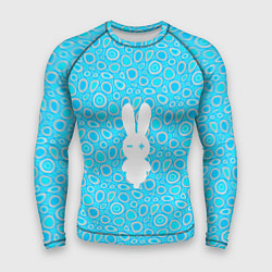 Рашгард мужской Белый кролик на голубом - символ 2023, цвет: 3D-принт