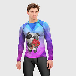 Рашгард мужской Панда с букетом цветов, цвет: 3D-принт — фото 2