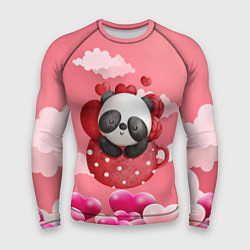 Рашгард мужской Панда с сердечками в чашке, цвет: 3D-принт