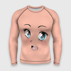 Рашгард мужской Веселое лицо аниме девушки с большими голубыми гла, цвет: 3D-принт